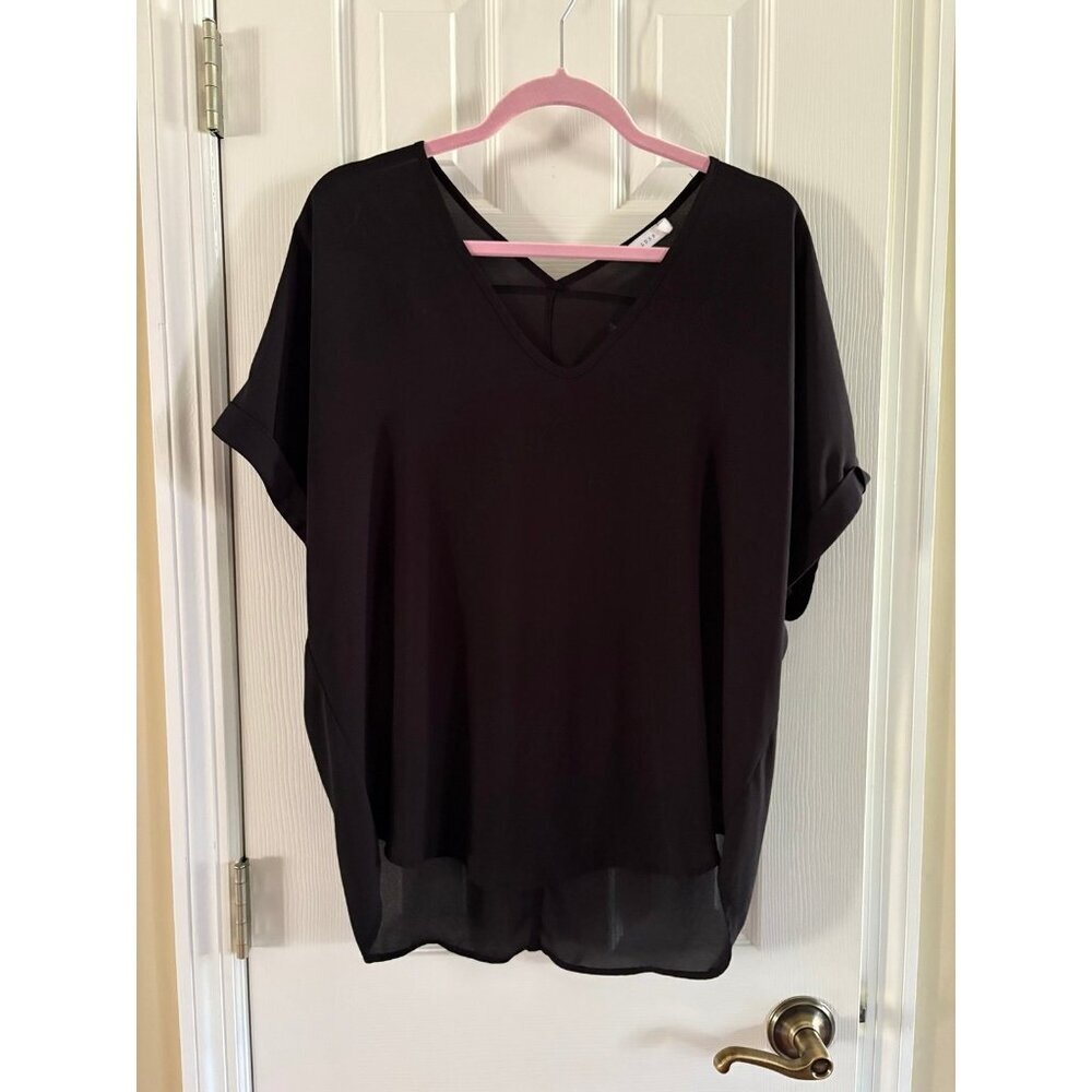 Lush Womens Top Slouchy Black Medium Semi Sheer